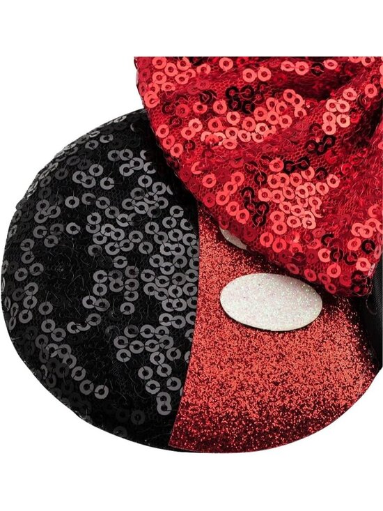 Women Red Bow 2 Sequin Handmade Mickey Mouse Headband 2 Pieces main image 5